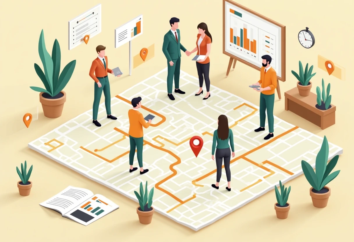 Job navigation map with opportunity pins